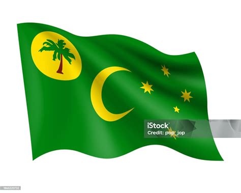 Cocos Islands Vector Waving Realistic Flag Flag Of Cocos Islands Isolated On White Background ...