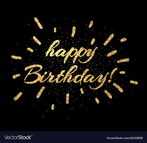 Gold happy birthday card on black Royalty Free Vector Image