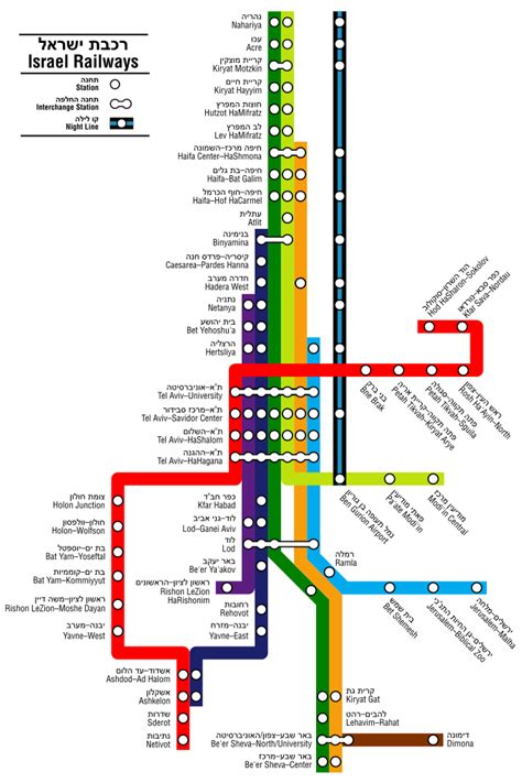 Map of Israel Railways lines and stations (in English and Hebrew ...