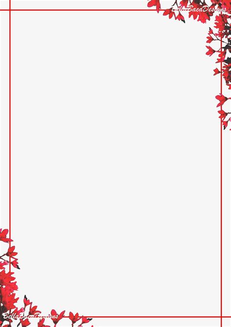 Buy Printable Pretty Red Floral Page Border Designs A4 PNG PDF Digital Download Images Online in ...