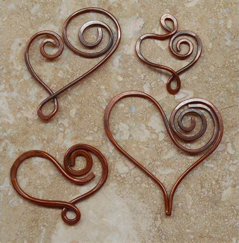 Wire Wrapped Heart Shaped Components - Set of Four | Heart shapes, Wire ...