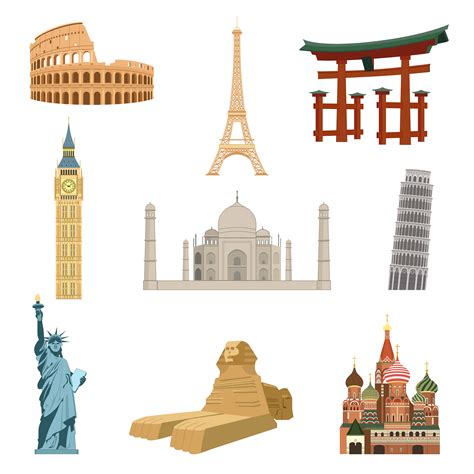 World famous landmarks 454082 Vector Art at Vecteezy