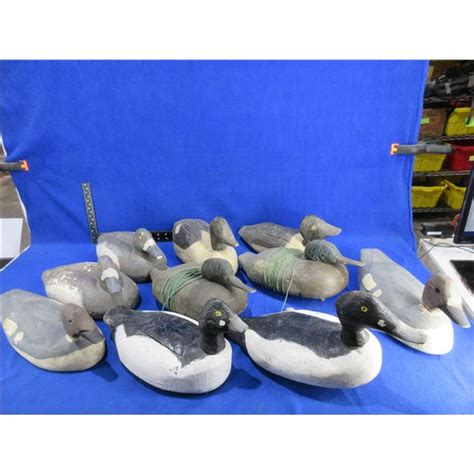 10 Vintage Wooden Duck Decoys