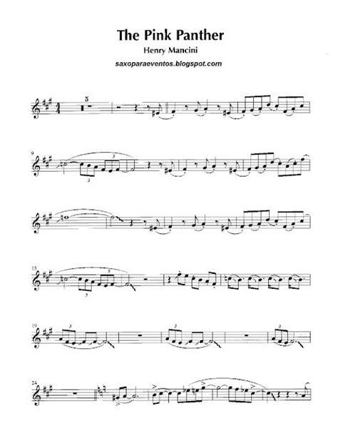 Pink Panther - Henry Mancini score and track (Sheet music free) | Saxophone sheet music ...