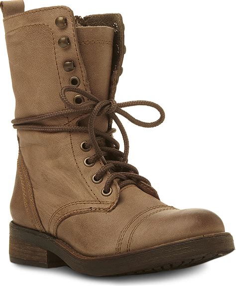 Steve Madden Monch Leather Lace Up Combat Boots in Brown-Leather (Brown ...