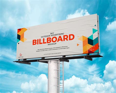 3/4 View Outdoor Advertising Billboard Against the Blue Sky Mockup Free ...