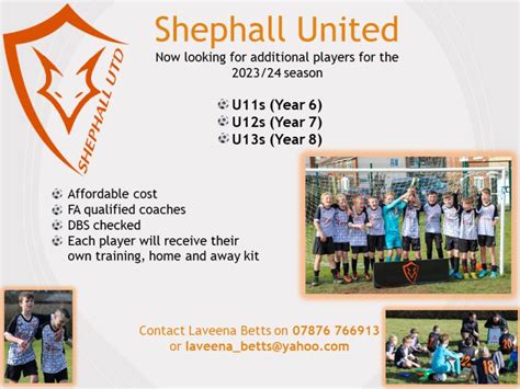 Shephall United, New Players Wanted 2023/2024 Season