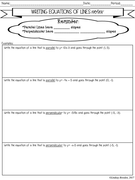 Slope of Parallel and Perpendicular Lines Notes and Worksheets ...