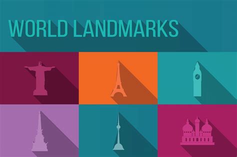 World landmarks, famous buildings, Europe, America, Asia, vector Stock Image | VectorGrove ...