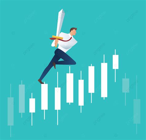 Candlestick Graph Vector Art PNG, Businessman Holding Sword On Candlestick Graph, Corporate ...
