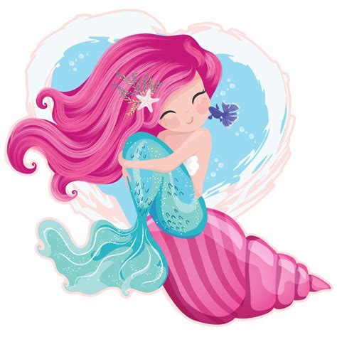 Mermaid Painting with Pink Hair and Starfish