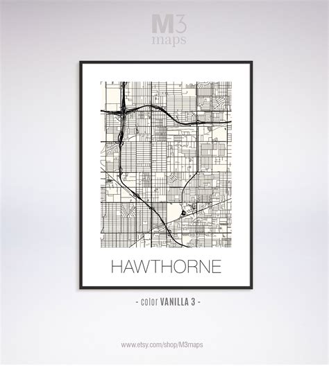 Hawthorne California Hawthorne CA Map Hawthorne Map | Etsy