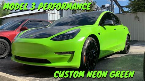 CRAZY NEON GREEN!!! TESLA MODEL 3 PERFORMANCE!!! - YouTube