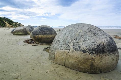 Moeraki Boulders, Koekohe Beach, South Island, New Zealand stock photo