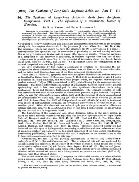 24. The synthesis of long-chain aliphatic acids from acetylenic compounds. Part I. The synthesis ...