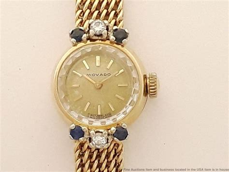 Vintage Natural Sapphire Fine Diamond 14K Gold Movado Running Ladies Watch | eBay | Womens ...