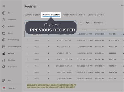 How to total previous cash registers