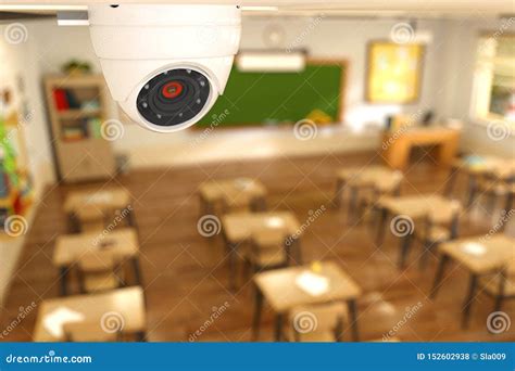 3D Rendering Illustration of Security Camera in Classroom at School. Stock Illustration ...