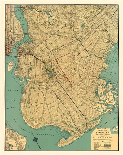 Old Map of Brooklyn Reproduction, Restored Map From 1924, Fine Print for House Decoration - Etsy ...