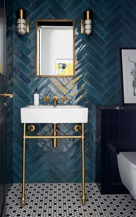 Dark bathroom with herringbone tiles #dark Bathroom St John's Wood ...