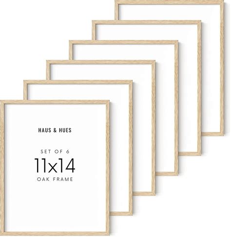 Haus and Hues 11"x14" Beige Oak Wood Frames Set of 6 - 11x14 Poster Frame, 11x14 Picture Frame ...