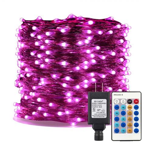 Pink LED String Lights Plug in - 99ft 300 LED Long Fairy Lights Dimmable with Remote - Indoor ...