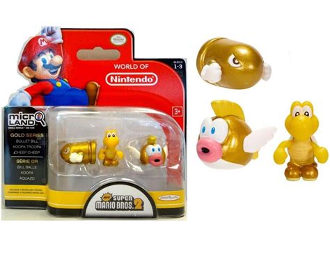 SUPER MARIO BROS U Set 3 MINI Figure ORO GOLD Serie MICRO LAND Nintendo ...