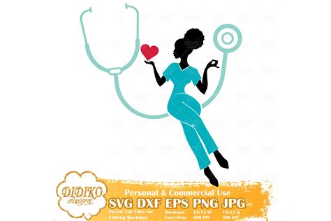 Black Nurse | Afro Woman Nurse Svg | Stethoscope Svg