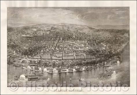 Historic Map - St. Louis, Missouri, - Vintage Wall Art