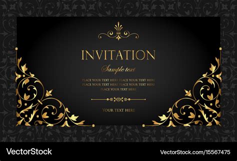 Invitation card - luxury black and gold style Vector Image