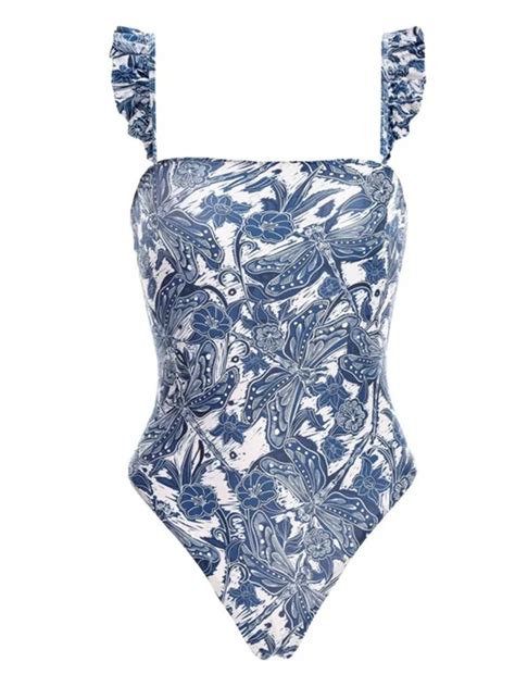 2023 Trending Bathing Suits Monokini Deep V Neck Print Swimwear One ...