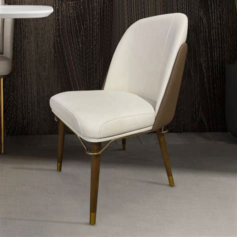 Modern Beige & Coffee PU Leather Upholstered Armless Dining Chair