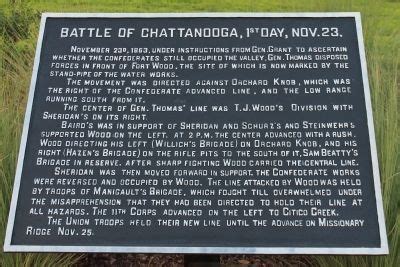 Battle of Chattanooga, 1st Day, Nov. 23 Historical Marker