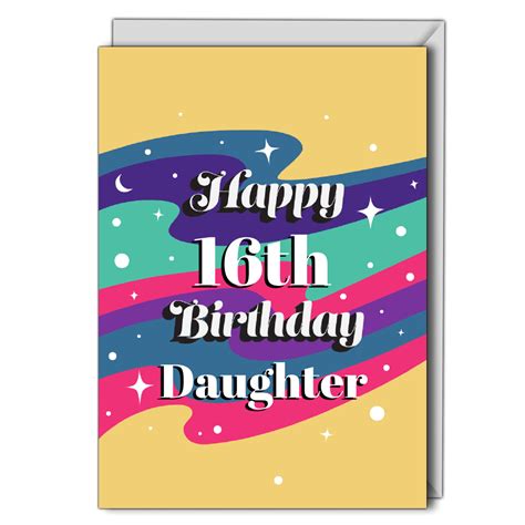 Personalised Cards and Gifts Online 16th Birthday Card Daughter Waves Stars