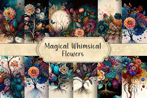 Magical Whimsical Flowers Graphic by curvedesign · Creative Fabrica