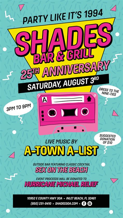Shades Bar and Grill in Inlet Beach Celebrates 25 Years on 30A with a 90s Themed Bash | 30A ...