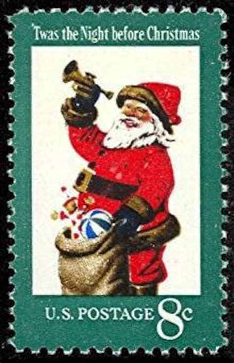 Five 5 Vintage Christmas Postage Stamps Santa Claus // 8 - Etsy