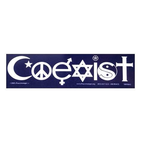 S001 Coexist Interfaith Symbols Peacemonger Original Peace Decal Bumper Sticker