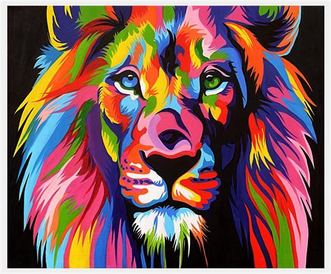 2019 Prints Art Modern Animal Abstract Lion Colorful Painting Canvas Art HD Print Canvas Art ...