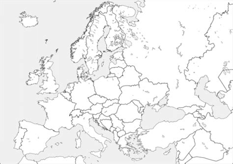 an outline map of europe with all the countries marked in black and white, as well as their ...