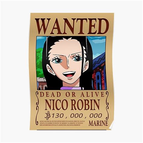 "Wanted Nico robin" Poster for Sale by TimothyDubose | Redbubble