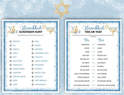 Hanukkah Games Printable Chanukah Games for Kids Adults and - Etsy