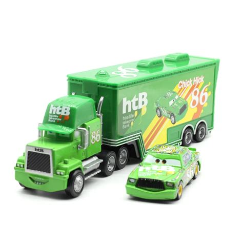 Disney Pixar Cars 2 Toys 2pcs Lightning McQueen Mack Truck The King 1:55 Diecast Metal Alloy ...