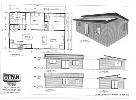 Titan Homes #5 Double Skillion Roof 54m2 www.titangaragesandsheds.com ...