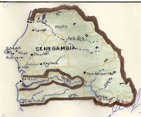 a drawing of a map with the names of towns and major roads on it's side