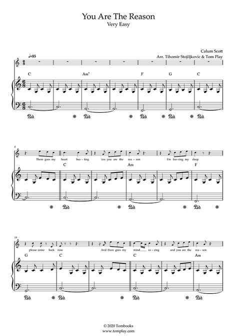 You Are the Reason (Very Easy Level, Solo Piano) - Short version (Scott) - Piano Sheet Music