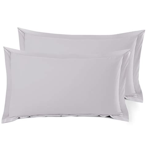 Set of 2 King 20"x36" Size Pillow Shams Gray Lavender, Hotel Luxury Soft Double Brushed ...