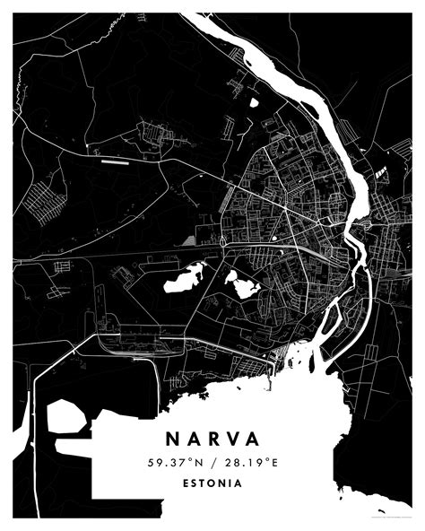 NARVA City Digital Map Poster – Black | Maps & More