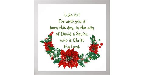 Luke 2:11 Scripture for Christmas Bible Verse Poster | Zazzle