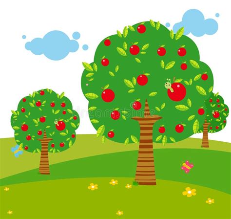 Apple tree stock vector. Illustration of cartoon, flower - 24737674